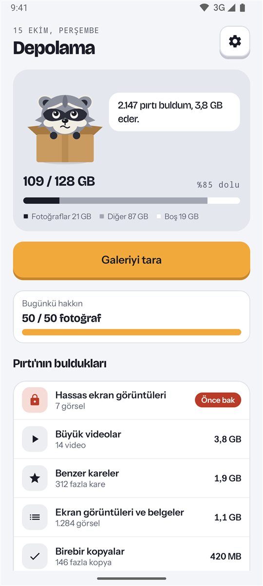 Ana ekran: 2.147 pırtı bulundu, 3,8 GB